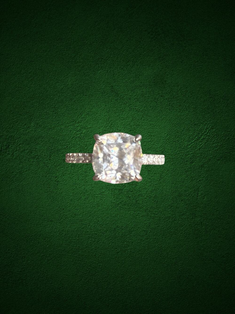 925 Sterling Silver Large Cushion Cut Clear Stone Pavé Statement Ring Size 8
